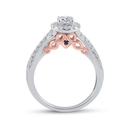 14k Two-tone Gold Round Diamond Bridal Wedding Ring Set 1 Cttw (Certified)