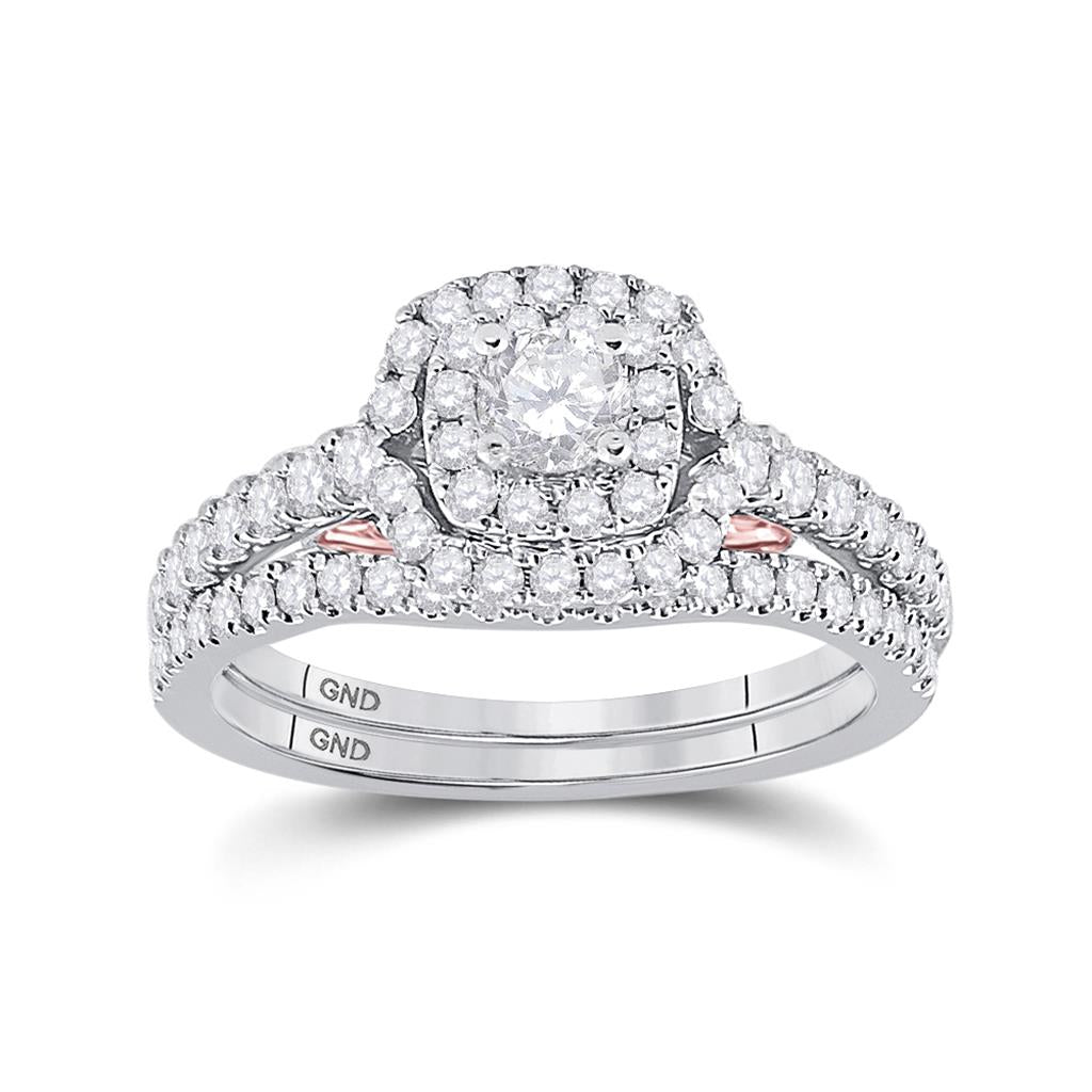 14k Two-tone Gold Round Diamond Bridal Wedding Ring Set 1 Cttw (Certified)