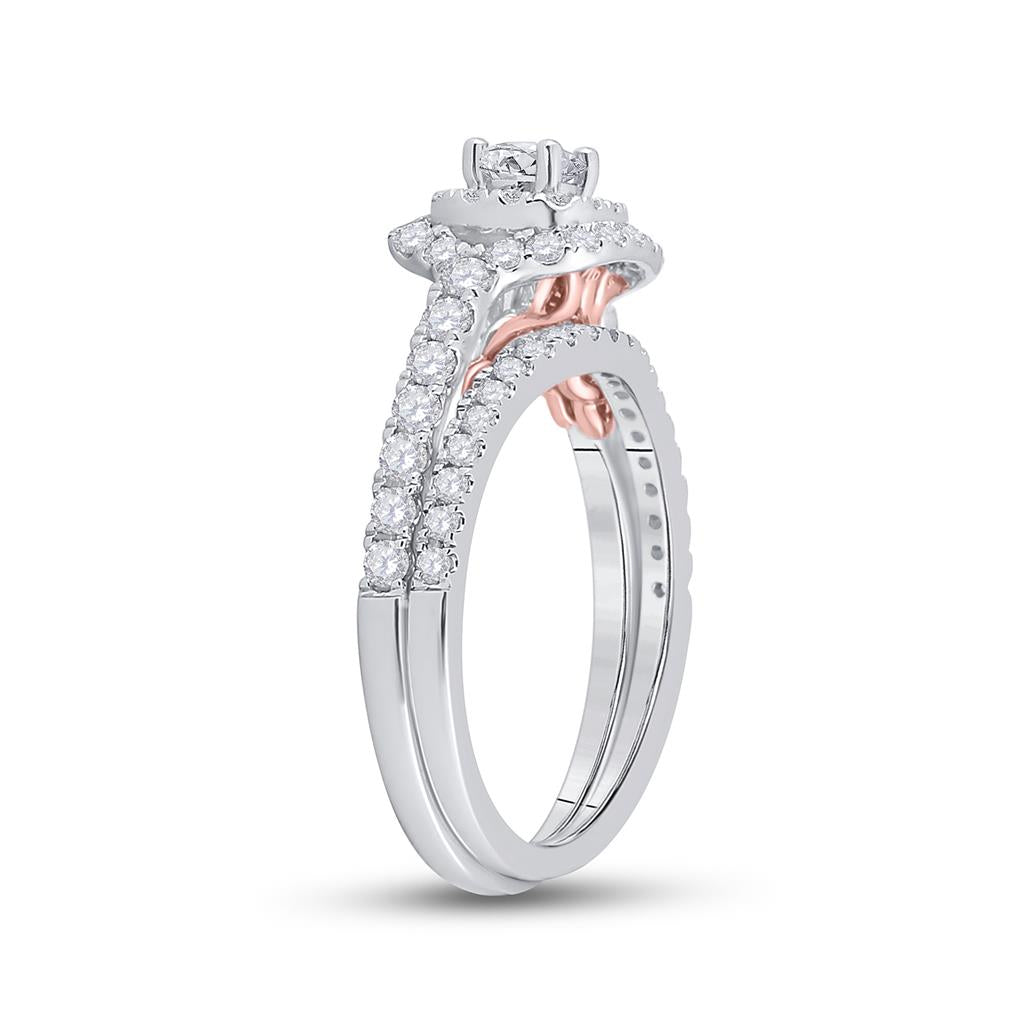 14k Two-tone Gold Round Diamond Bridal Wedding Ring Set 1 Cttw (Certified)