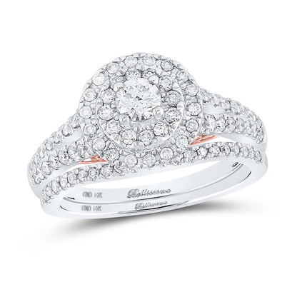 14k Two-tone Gold Round Diamond Bridal Wedding Ring Set 1 Cttw (Certified)