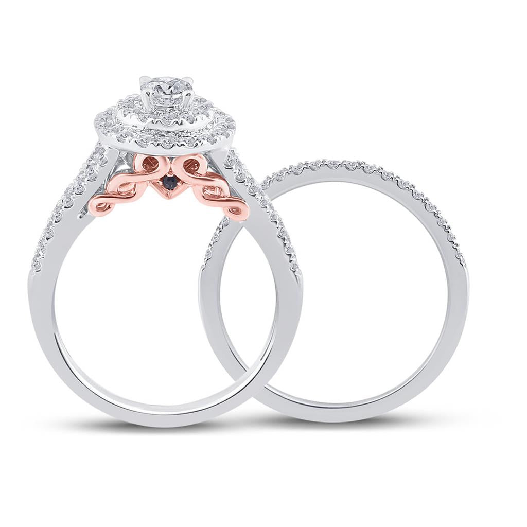 14k Two-tone Gold Round Diamond Bridal Wedding Ring Set 1 Cttw (Certified)