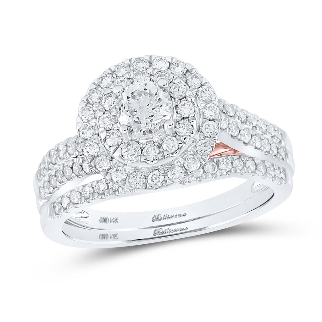 14k Two-tone Gold Round Diamond Bridal Wedding Ring Set 1 Cttw (Certified)