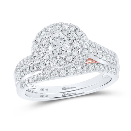 14k Two-tone Gold Round Diamond Bridal Wedding Ring Set 1 Cttw (Certified)
