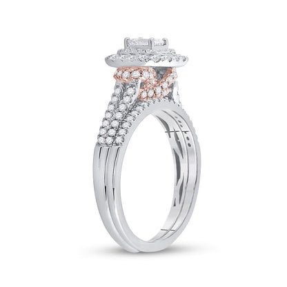 14k Two-tone Gold Emerald Diamond Bridal Wedding Ring Set 1/3 Cttw (Certified)