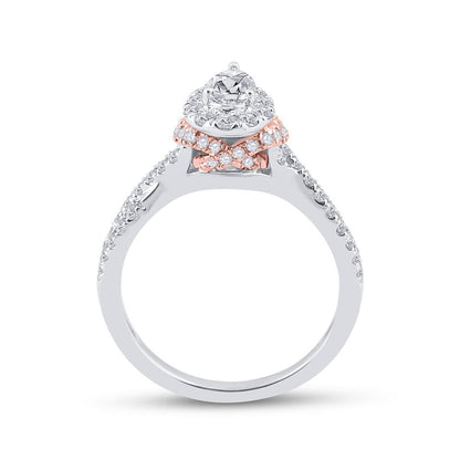 14k Two-tone Gold Pear Diamond Bridal Wedding Ring Set 1 Cttw (Certified)