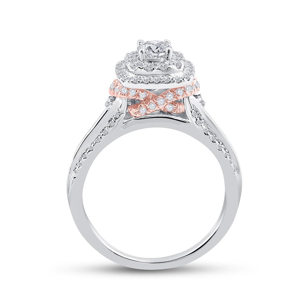 14k Two-tone Gold Round Diamond Bridal Wedding Ring Set 1 Cttw (Certified)