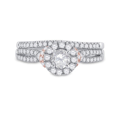 14k Two-tone Gold Round Diamond Bridal Wedding Ring Set 1 Cttw (Certified)