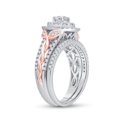 14k Two-tone Gold Round Diamond Bridal Wedding Ring Set 1 Cttw (Certified)