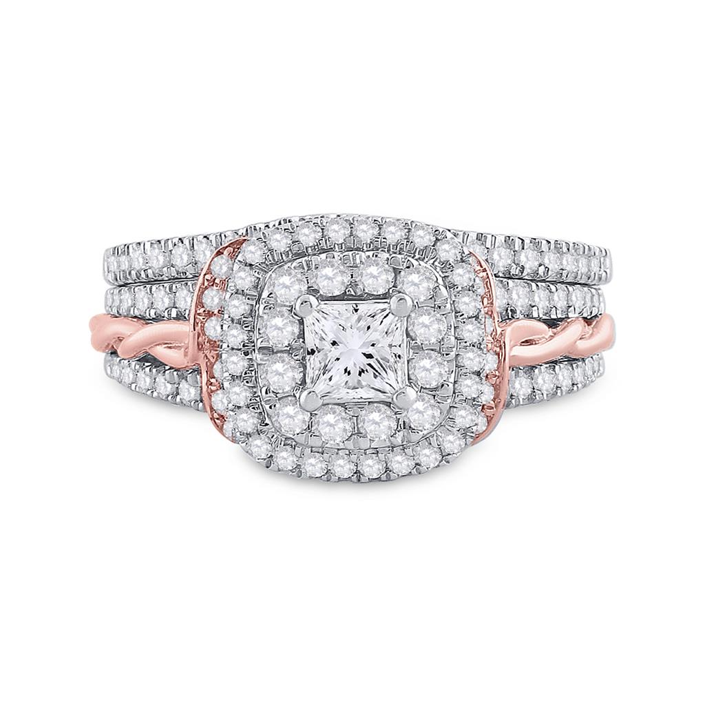 14k Two-tone Gold Princess Diamond Bridal Wedding Ring Set 1 Cttw (Certified)