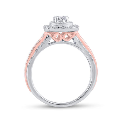 14k Two-tone Gold Round Diamond Bridal Wedding Ring Set 1 Cttw (Certified)