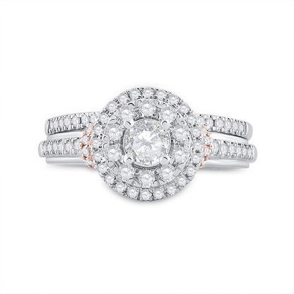 14k Two-tone Gold Round Diamond Bridal Wedding Ring Set 1 Cttw (Certified)
