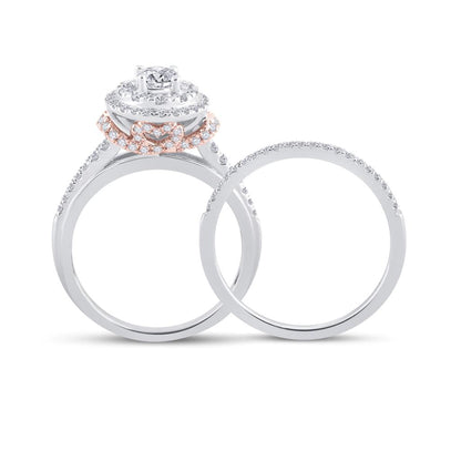 14k Two-tone Gold Round Diamond Bridal Wedding Ring Set 1 Cttw (Certified)