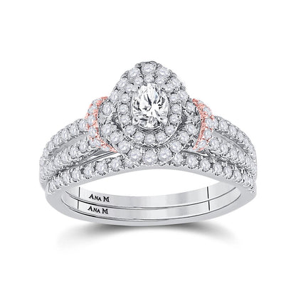 14k Two-tone Gold Oval Diamond Bridal Wedding Ring Set 1 Cttw (Certified)