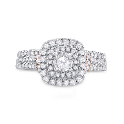 14k Two-tone Gold Round Diamond Bridal Wedding Ring Set 1 Cttw (Certified)