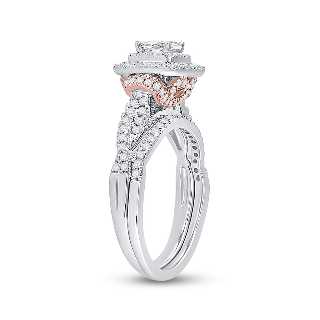 14k Two-tone Gold Princess Diamond Bridal Wedding Ring Set 1 Cttw (Certified)