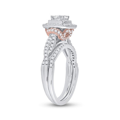 14k Two-tone Gold Princess Diamond Bridal Wedding Ring Set 1 Cttw (Certified)