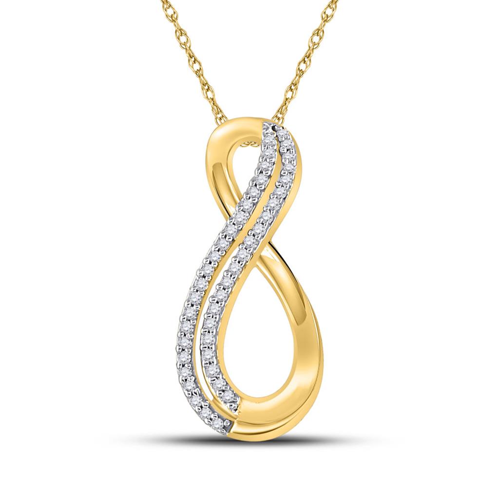 10k Yellow Gold Round Diamond Infinity Pendant 1/8 Cttw