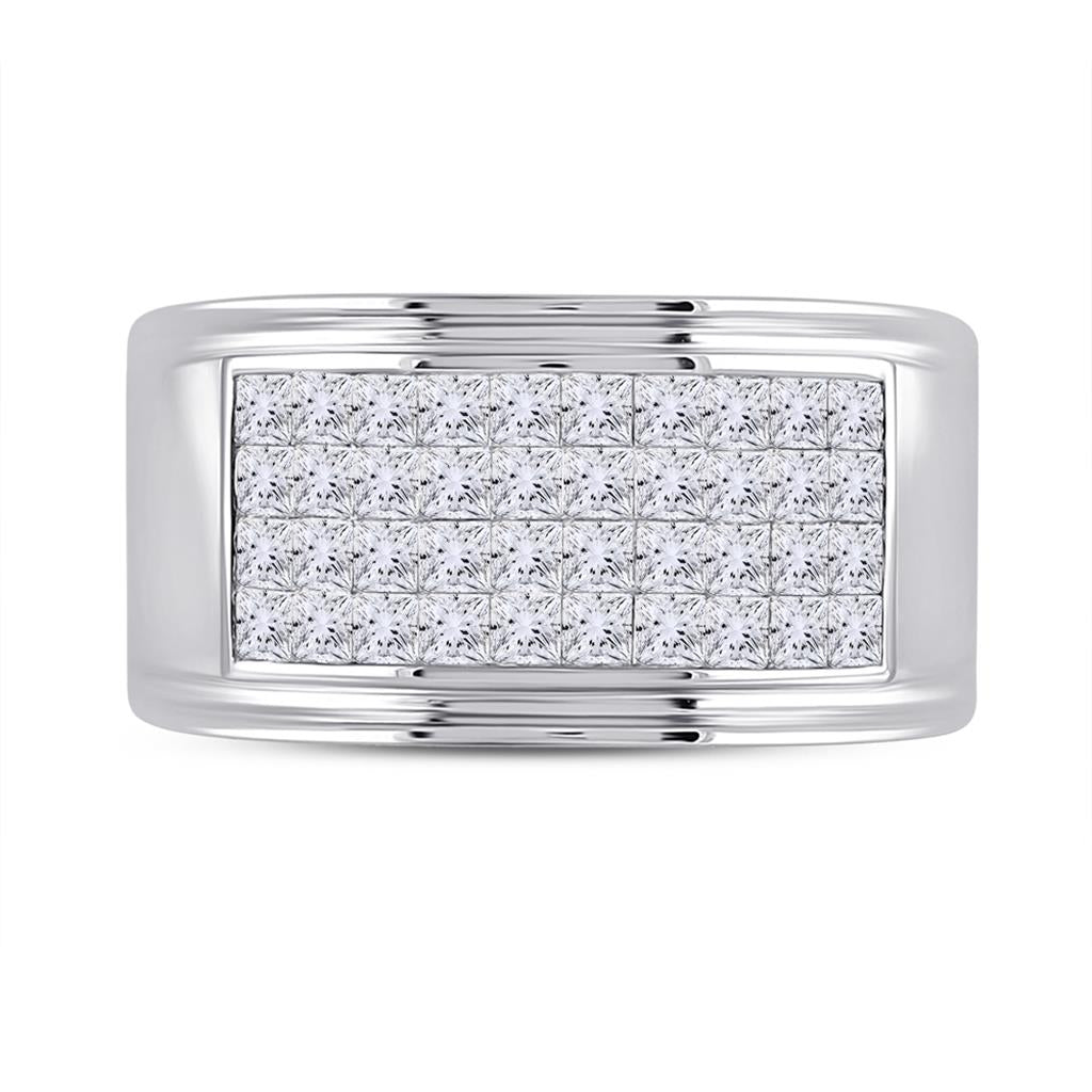 14k White Gold Princess Diamond Band Ring 3 Cttw