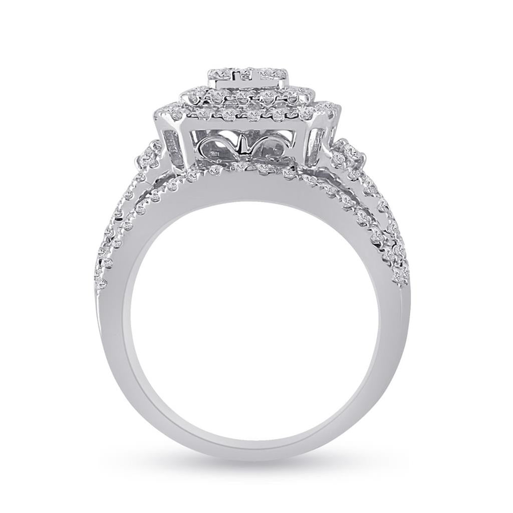 14k White Gold Round Diamond Bridal Wedding Ring Set 1-3/4 Cttw