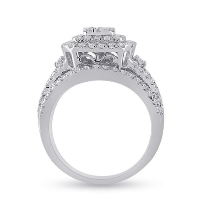 14k White Gold Round Diamond Bridal Wedding Ring Set 1-3/4 Cttw