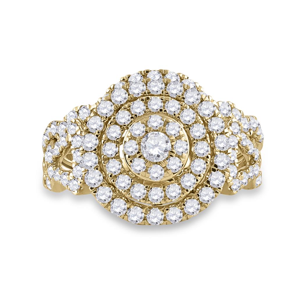 1 1/3 Ct. Round Diamond Bridal Engagement Ring Set 14K Yellow Gold