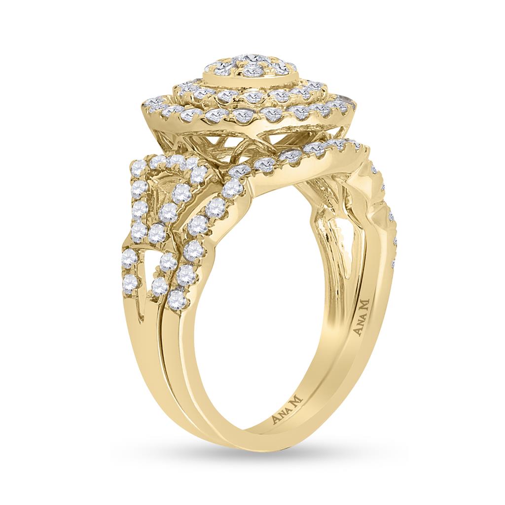 1 1/3 Ct. Round Diamond Bridal Engagement Ring Set 14K Yellow Gold