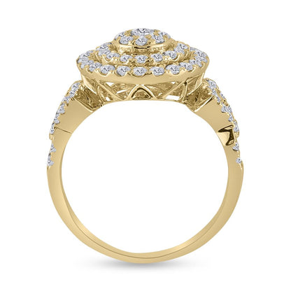 1 1/3 Ct. Round Diamond Bridal Engagement Ring Set 14K Yellow Gold