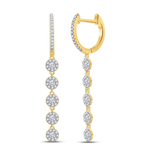 10k Yellow Gold Round Diamond Dangle Earrings 5/8 Cttw
