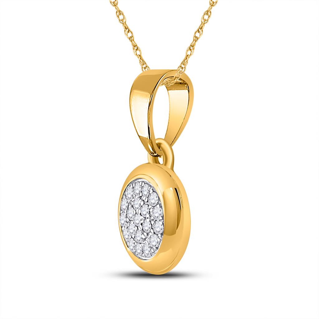 10k Yellow Gold Round Diamond Cluster Pendant 1/6 Cttw