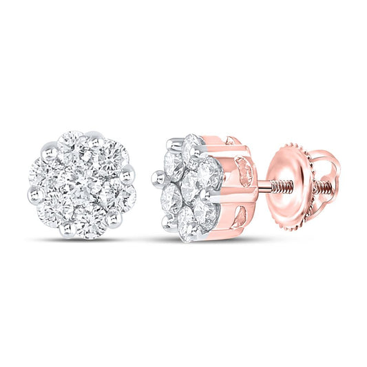 1 CT-Diamond FLOWER EARRINGS