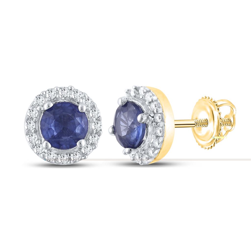 1/10CTW-Diamond 5/8CT SAPPHIRE EARRING