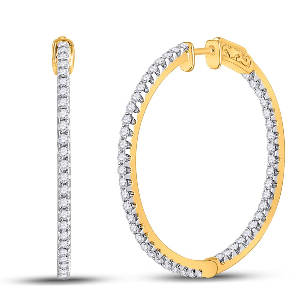 1 1/2CTW-Diamond FASHION HIGH HOOPS EARRING