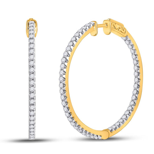 1 1/2CTW-Diamond FASHION HIGH HOOPS EARRING