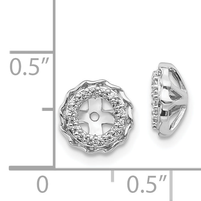 14K White Gold Twisted Edge Diamond Earring Jackets