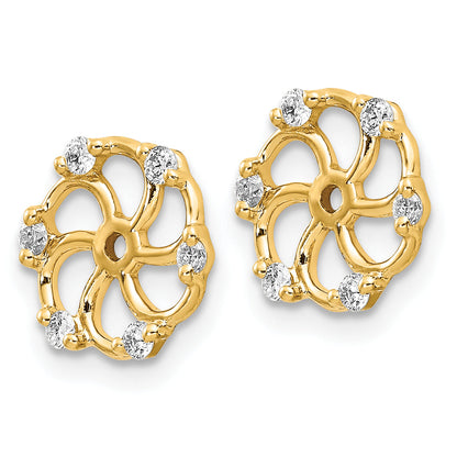 1/5 Ct Real Diamond Earring Jackets in 14K Yellow Gold Fine Jewelry Gift for Her