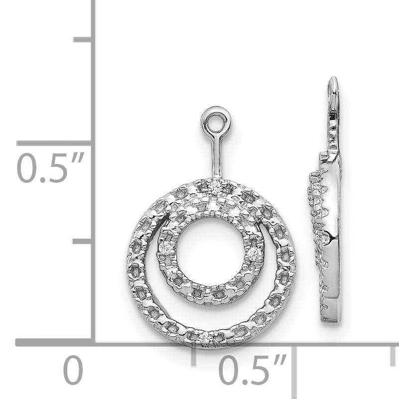 14K White Gold Double Circle Diamond Earring Jackets