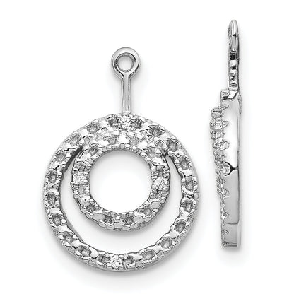 14K White Gold Double Circle Diamond Earring Jackets