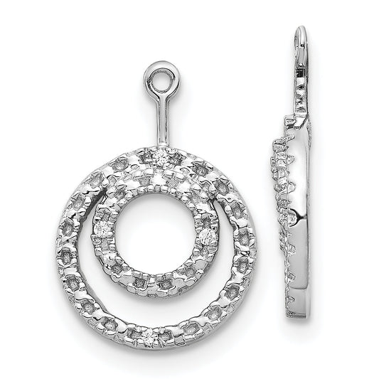 14K White Gold Double Circle Diamond Earring Jackets