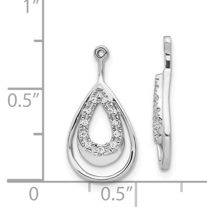 14K White Gold Double Teardrop Diamond Earring Jackets