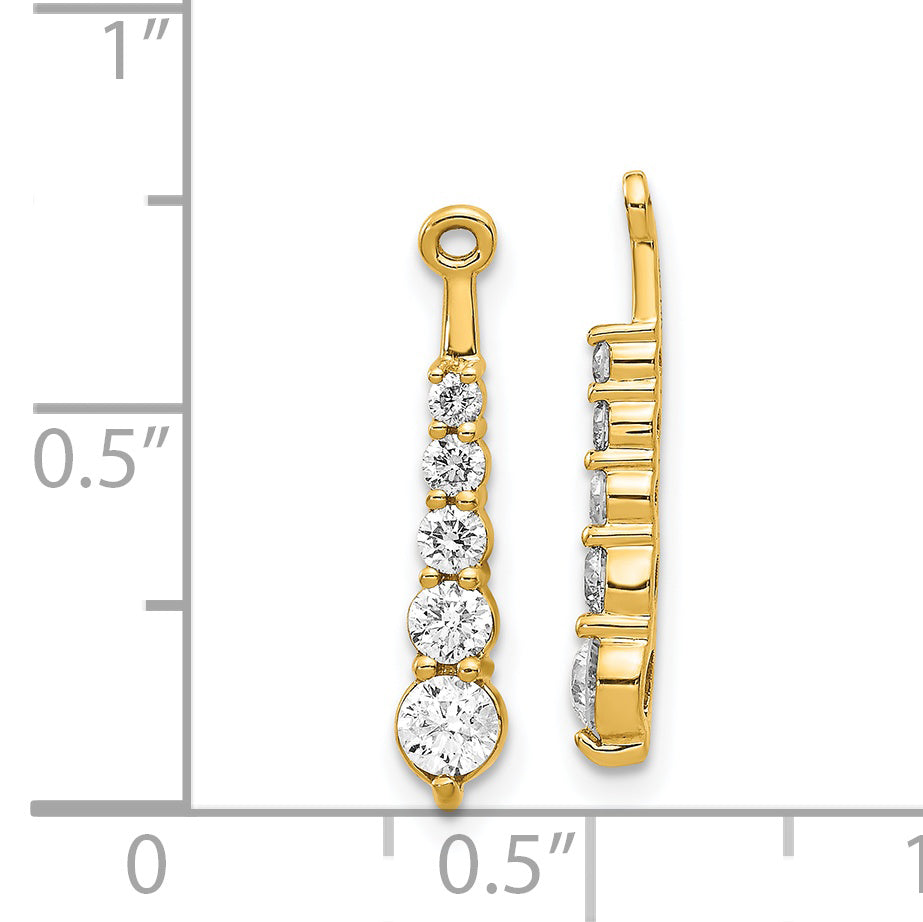 Five Stones Journey Style Natural Diamond Earring Jackets in 14K Yellow Gold