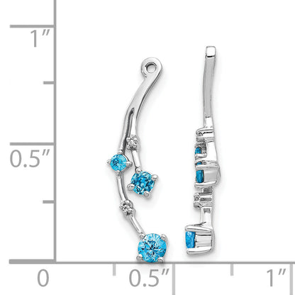 14K White Gold Diamond and Blue Topaz Dangle Earring Jackets