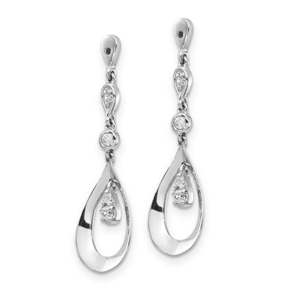14k White Gold Teardrop Dangle Diamond Earring Jackets