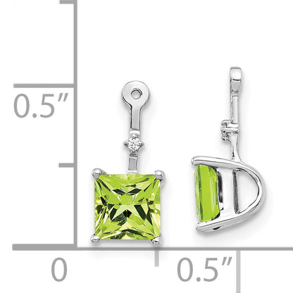 14K White Gold Diamond and Square Peridot Earring Jackets