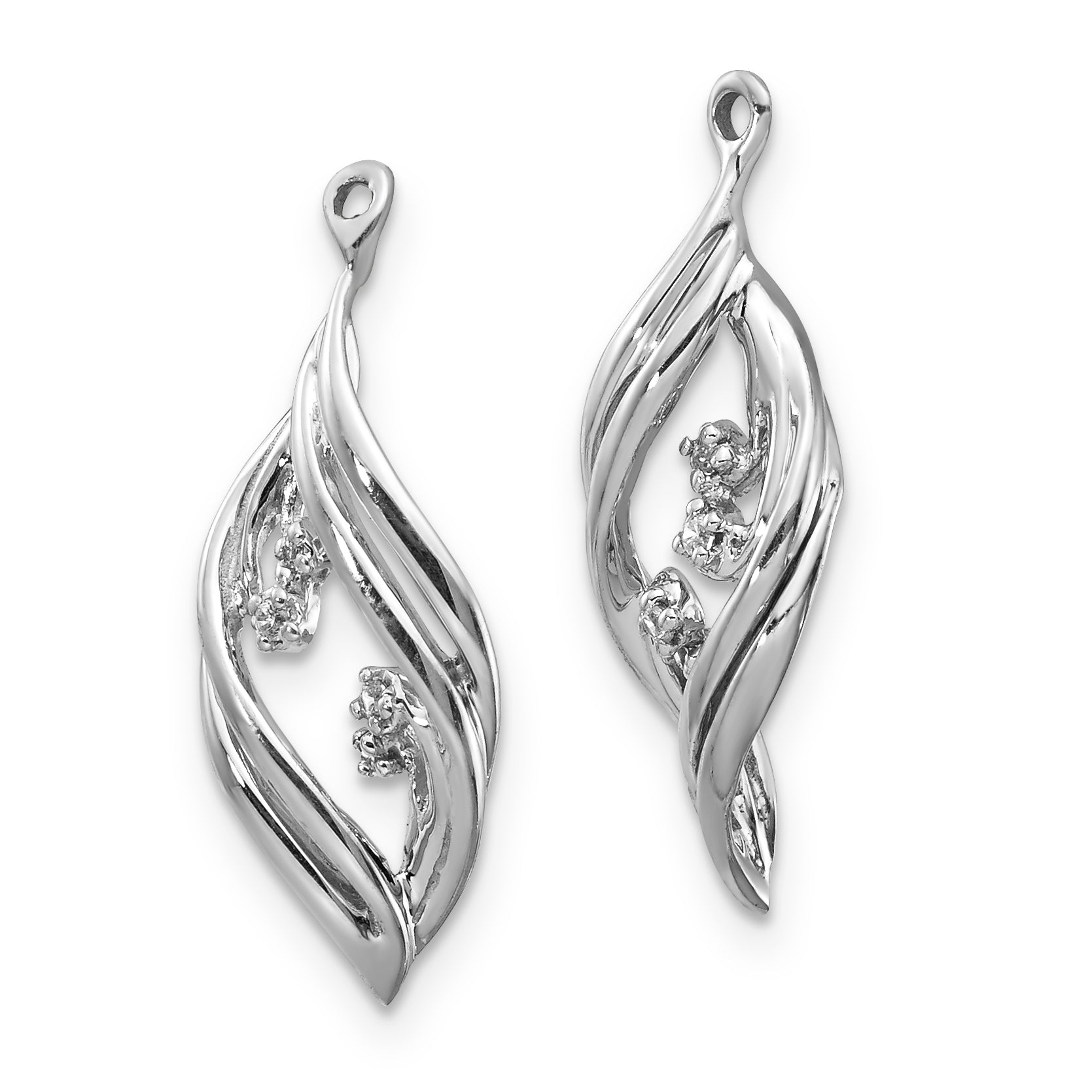 14K White Gold Fancy Twisted Diamond Earring Jackets