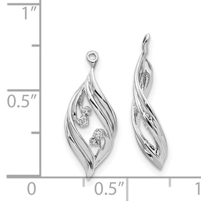 14K White Gold Fancy Twisted Diamond Earring Jackets
