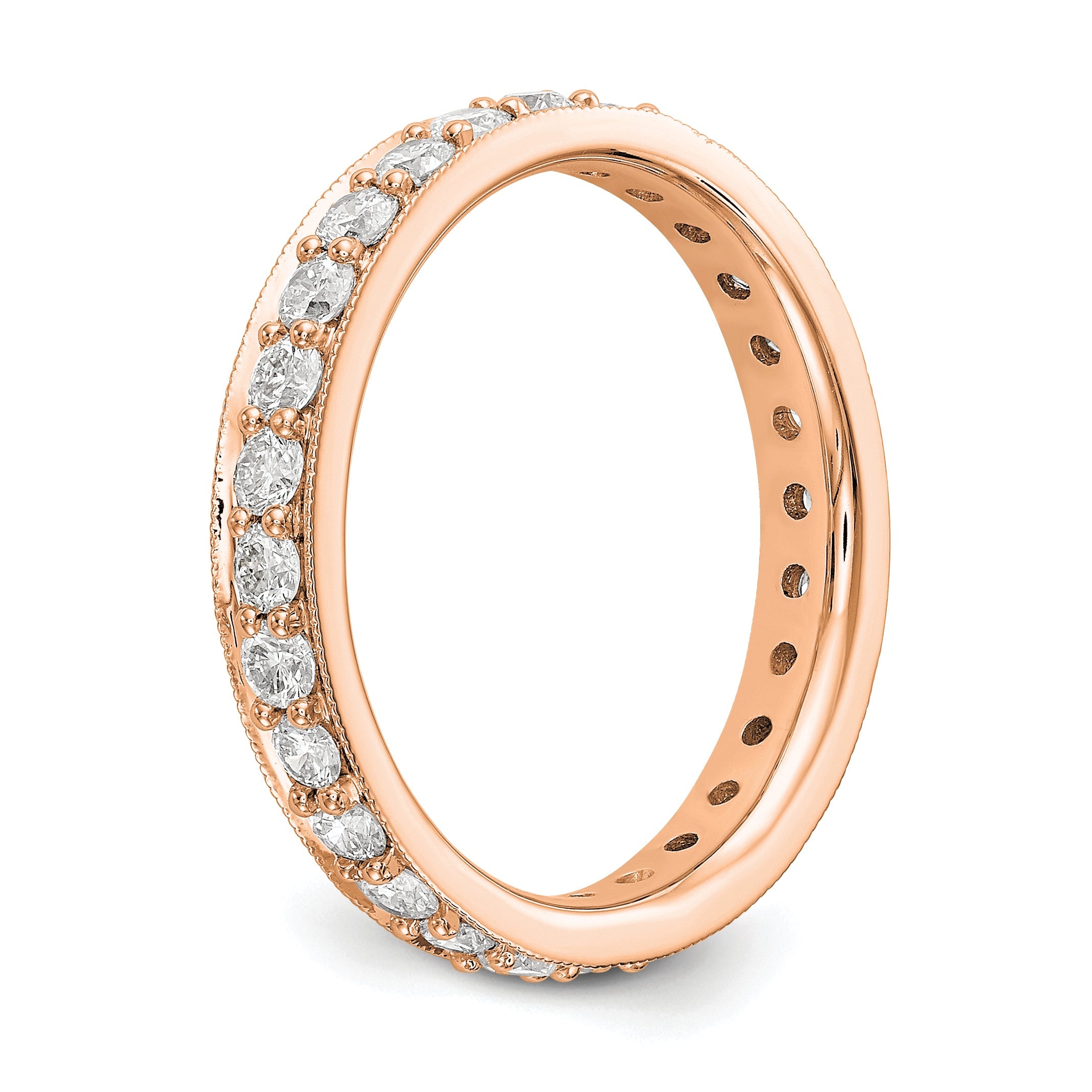 14k Rose Gold Polished Vintage 1ct Diamond Eternity Band