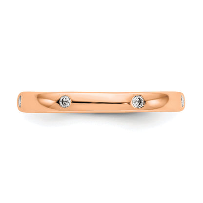 14k Rose Gold 1/10CT Polished Bezel Set Diamond Eternity Band