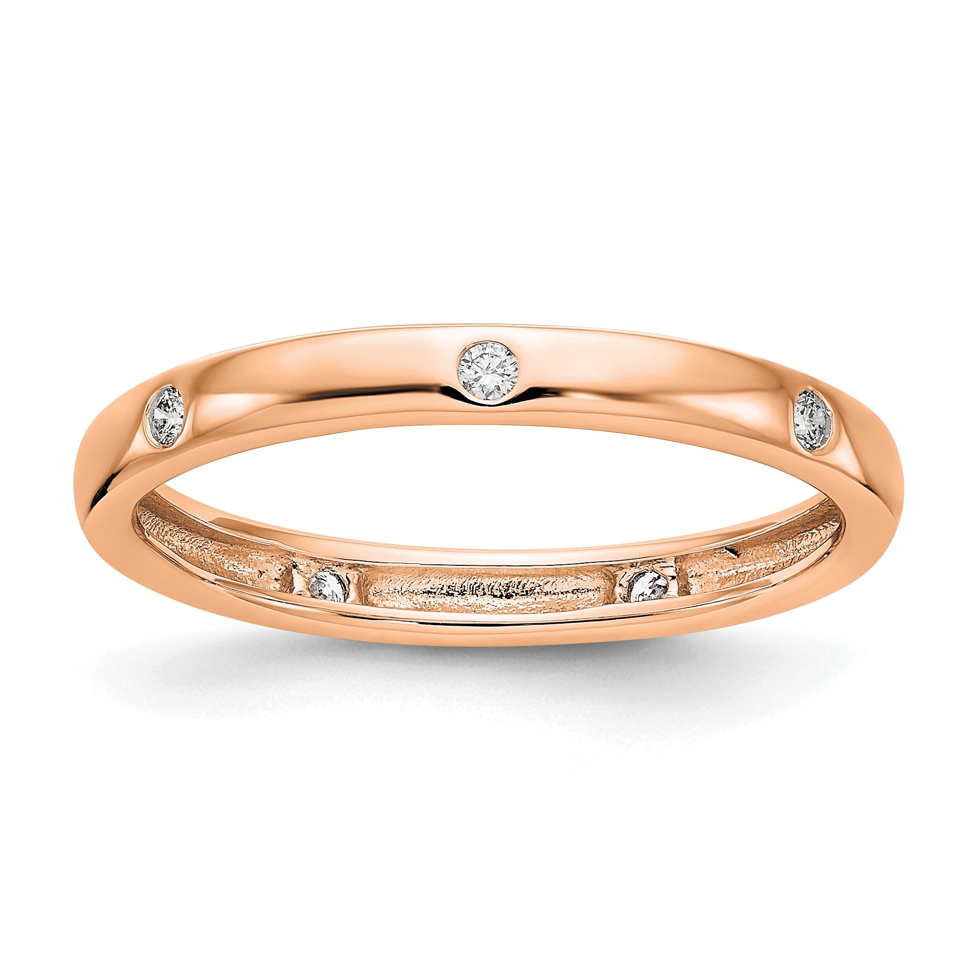 14k Rose Gold 1/10CT Polished Bezel Set Diamond Eternity Band