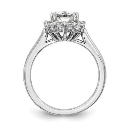 14k White Gold Cushion Halo Engagement Diamond Ring