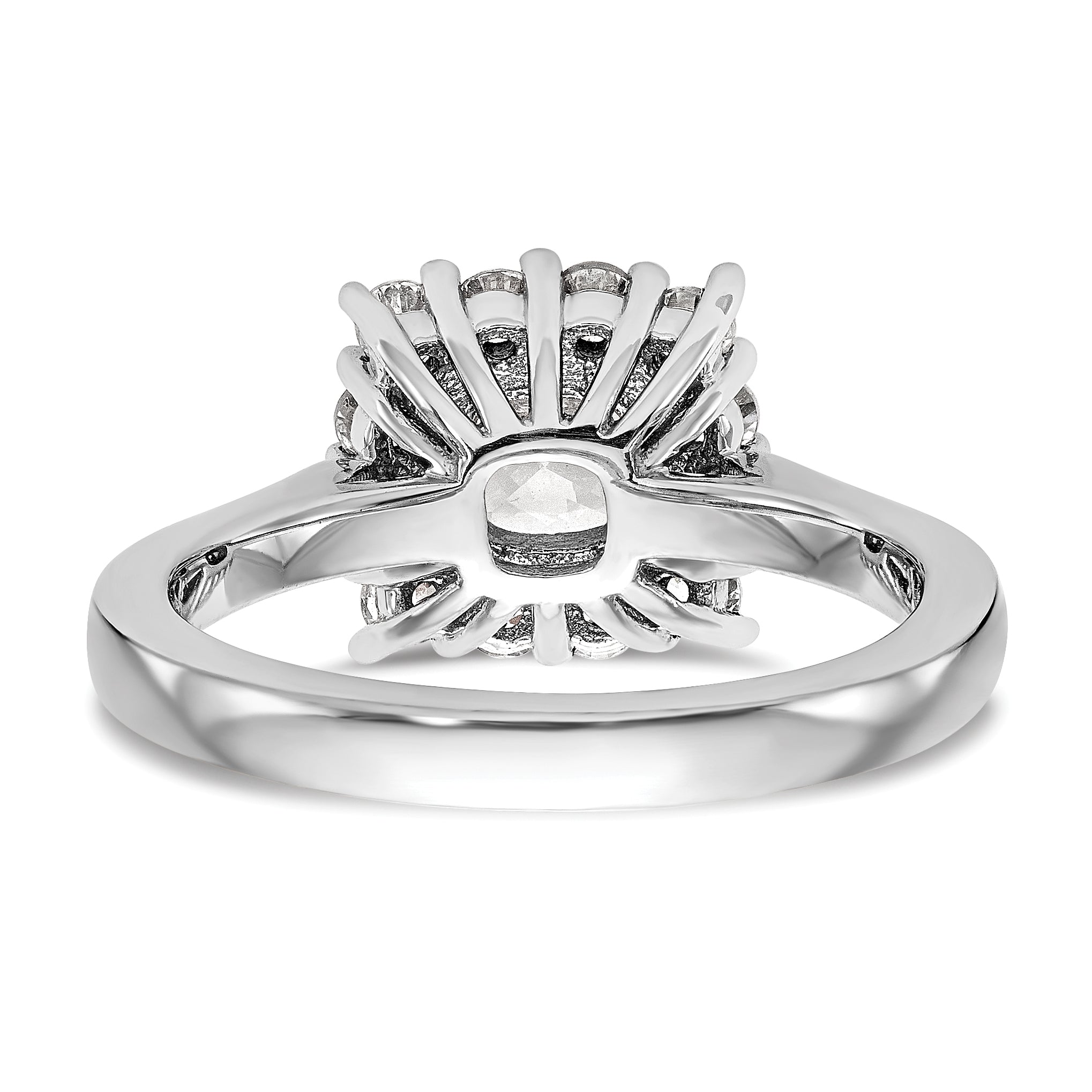 14k White Gold Cushion Halo Engagement Simulated Diamond Ring